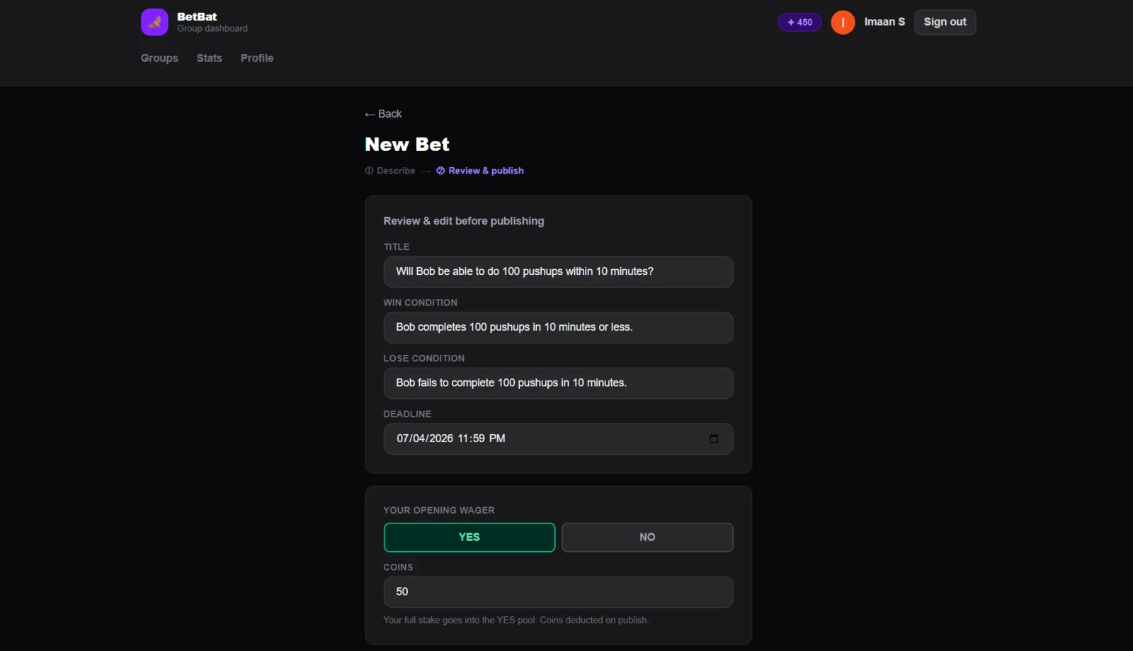 BetBat — Real-Time Social Prediction Market preview