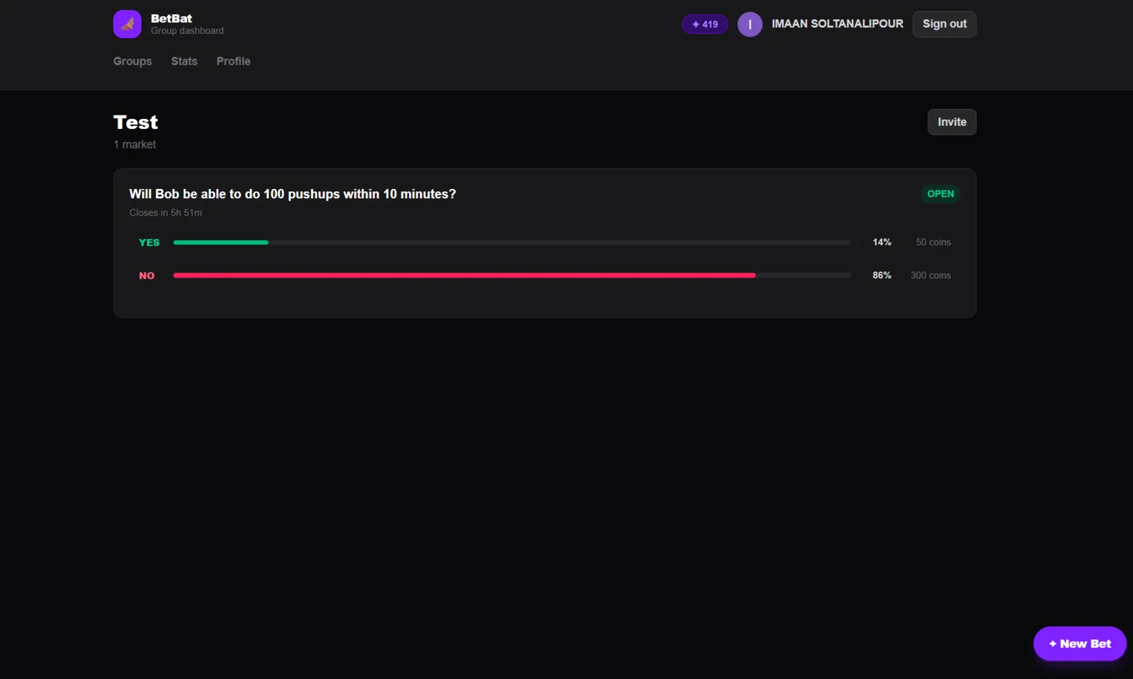 BetBat — Real-Time Social Prediction Market preview